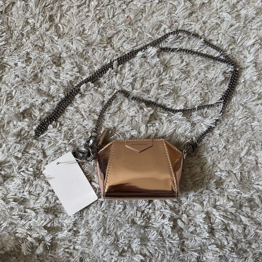 New! Givenchy 'Baby Antigona' Metallic Leather Crossbody Bag Pink MSRP $690 - Picture 3 of 12